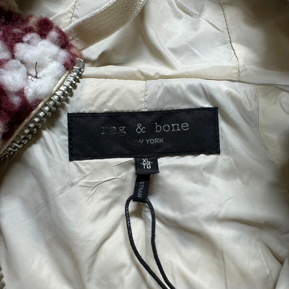 Rag & Bone NWT Fair Isle Sherpa Hoodie Size XL Full Zip Side Pockets Drawstring - Picture 8 of 10